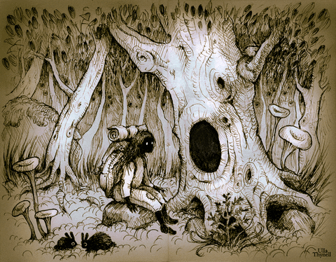 animation illustration fantasy forest old tree