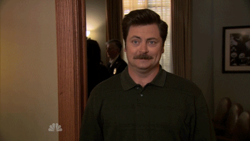 happy excited parks and recreation ron swanson semi