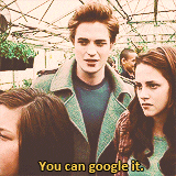 Edward Cullen falando para a Bella pesquisar no Google no filme Crepúsculo