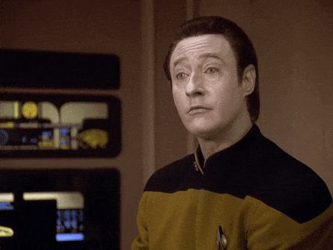 GIF of Data from Star Trek not being entirely successful