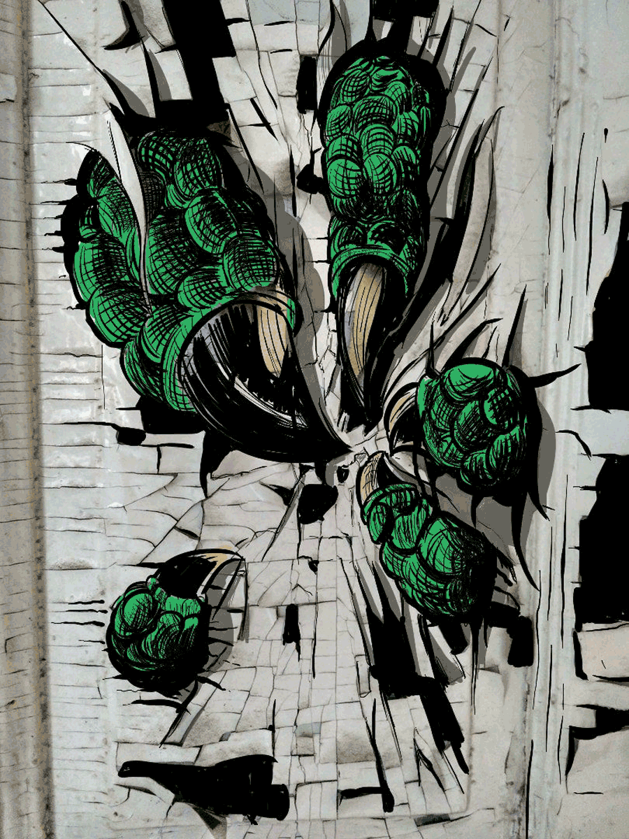 истории штукатурки, рисунки на обшарпанных стенах