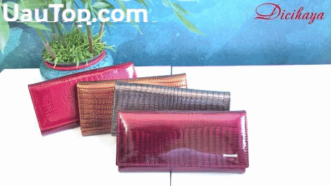 Carteira Feminina De Couro Legítimo Grande Com Estampa Crocodilo - UauTop