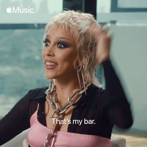 The Quarterly Glow-Up: Animated GIF of a woman saying "That's my bar."