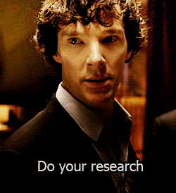 Benedict Cumberbatch as Sherlock Holmes scornfully telling Anderson to "Do your research."
