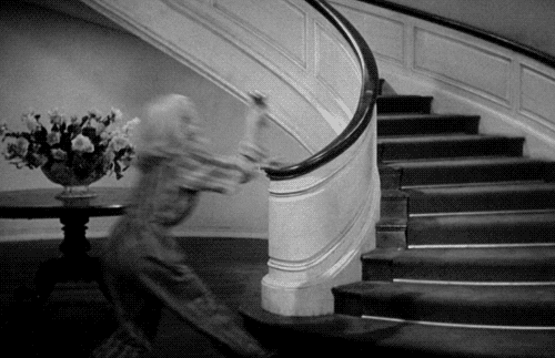 Sliding up stair banister GIF