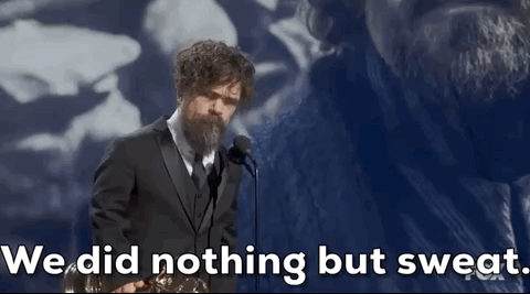 Gif of a man saying "we did nothing but sweat."