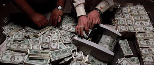 a gif of two men counting money