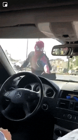 The moment Spiderman clean your window in funny gifs