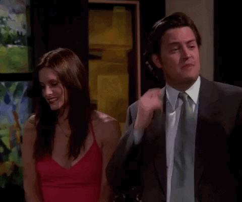 New trending GIF tagged friends excited chandler bing…