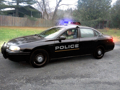 police car with flashing lights