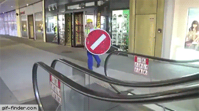 The escalator prank in funny gifs