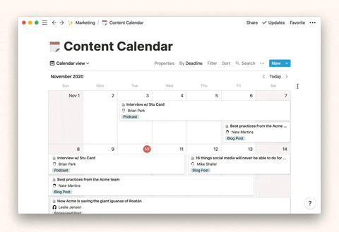 Personalizar una página de Calendario en Notion