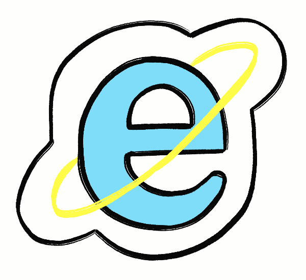ícone do Internet Explorer, navegador usado nos anos 2000