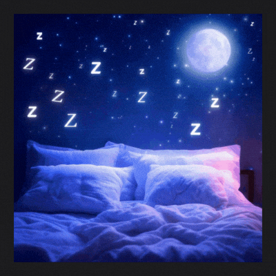 Cozy bed, moon and stars