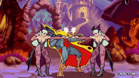 A funny GIF of a comic fighting game