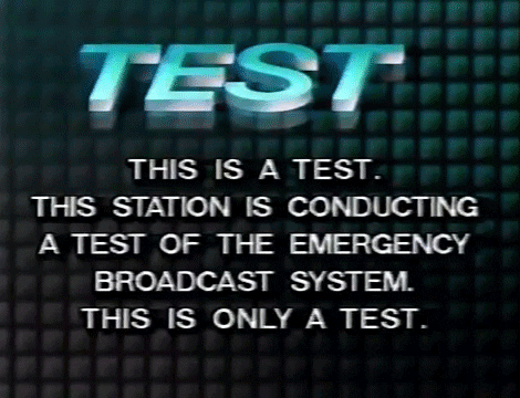 A message warning that this message is just a test