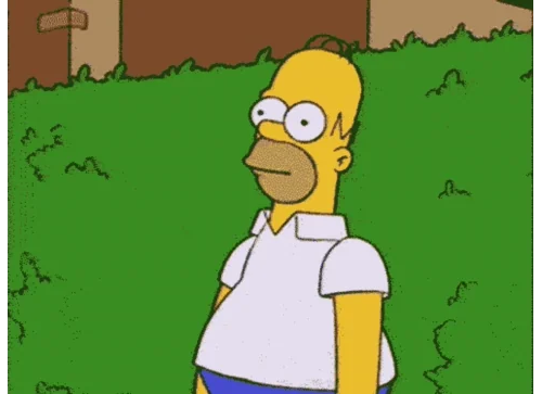 Homer Simpson backing in the bushes
