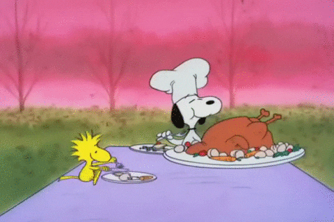 Peanuts eating thanksgiving charlie brown snoopy