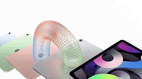 Animation of slinky flipping down staircase of iPads