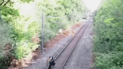 Railroad worker saves a man