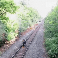 Railroad worker saves a man in wow gifs