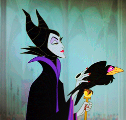 Maleficent (animated) petting her raven