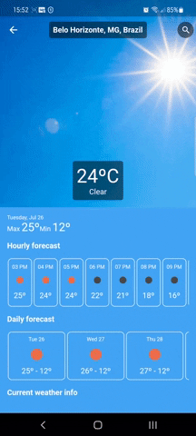 Swipe side to check hourly forecast and daily forecast