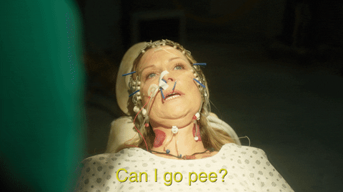 Gif of a woman saying "Can I go pee?" -- drive teachers crazy
