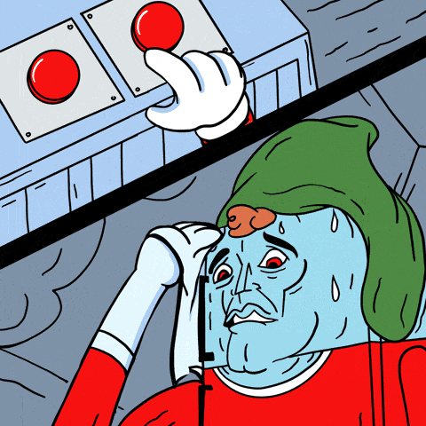 Personaje sudando confundido entre dos opciones difíciles