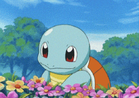 Pokemon oliendo las flores