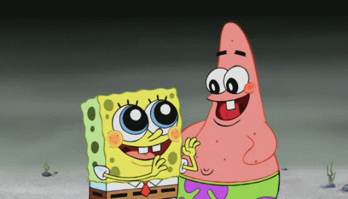 Sponge Bob and Patrick being happy