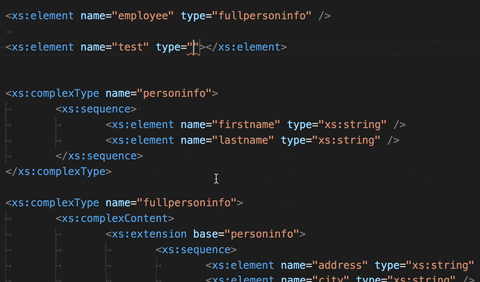 Auto-complete types in an XSD file