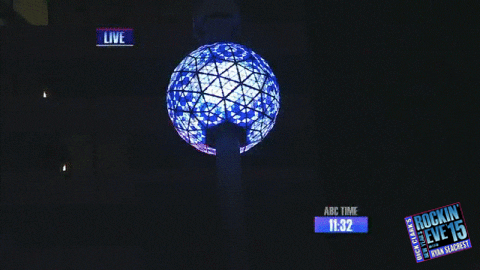 A gif of the New York Times Square ball dropping on New Years from 2015. 