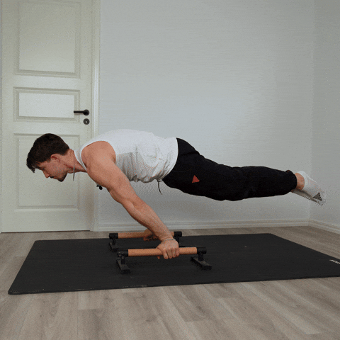 Full Planche on parallettes demonstration