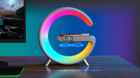 Bedside Rainbow G-Lamp With Wireless Charger Station / Alarm Clock / B -  tekshop.no