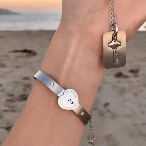 Image result for love lock bracelet & necklace set gif