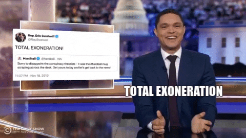 a view of Trevor Noah talking about "hashtag fart gate" and saying "total exoneration."