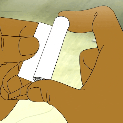 Animated gif of hands unrolling a paper that reads "help"