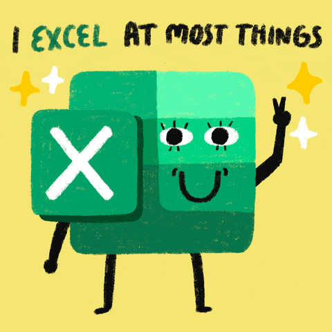 logo do Excel com rostinho feliz e dedo levantado com a frase "eu sou excelente na maioria das coisas" em inglês