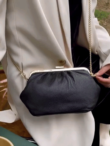 metallic leather clutch bag