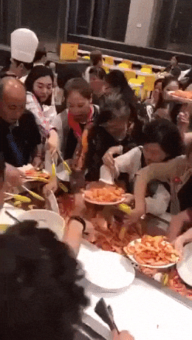 Chinese buffet battle in wtf gifs