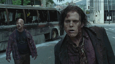 zombies on street from the walking dead