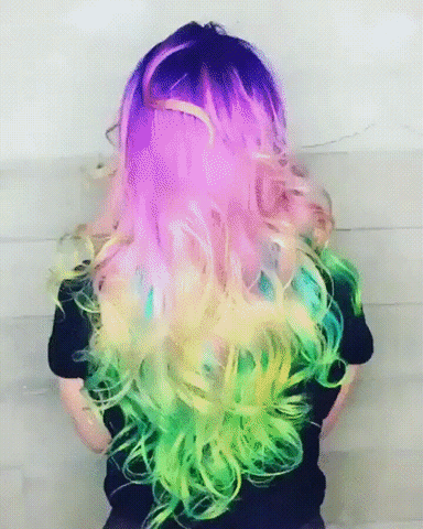 multicolor hair moving gif 