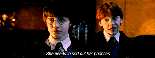 Image result for harry potter priorities gif