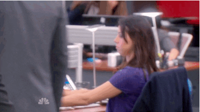 Gif from "Parks and Rec" of a woman pretending to type on a computer.