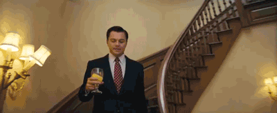 Image result for wolf of wall street drinking gif