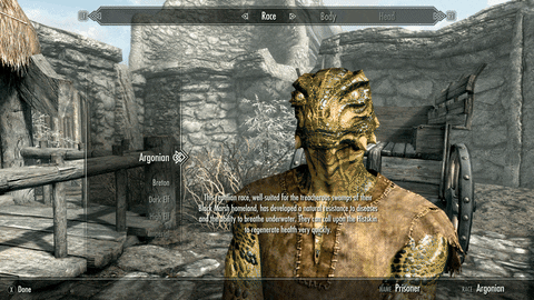 Animated GIF of character selections from the videogame Skyrim sourced from Bethesda GIPHY account.