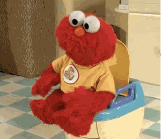 GIF Elmo sedi na kahlici