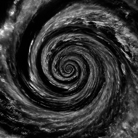 A birds-eye view of a black, white, and gray spiral.