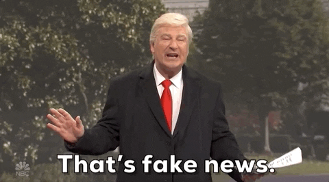 Parodia de Donald Trump diciendo que es fake news
